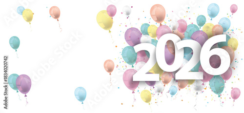 2026 Luftballons in Pastellfarben Banner