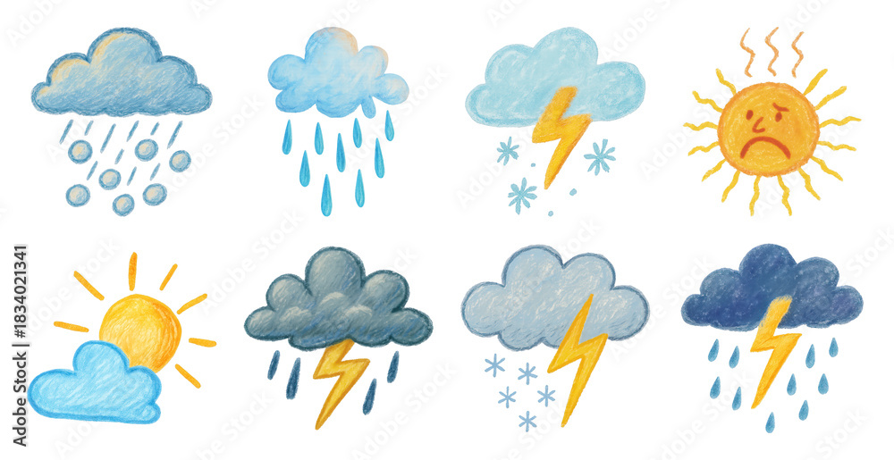 Obraz premium Colorful weather icons collection