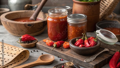 Spicy Pepper Preserve: Homemade Hot Sauce Still Life