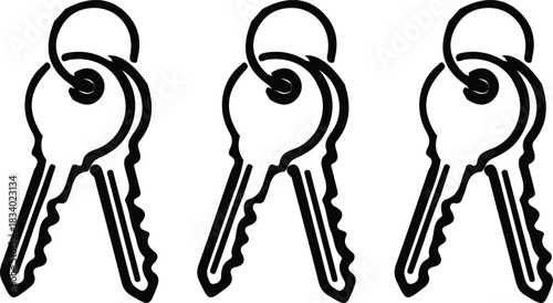 key black line icon three set vector design illustration