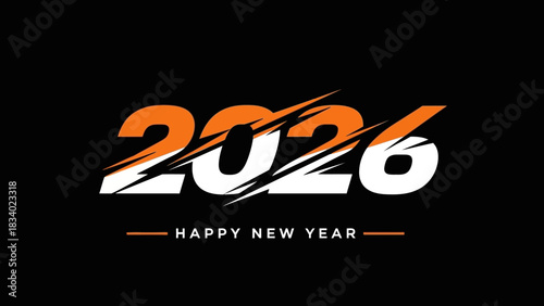 Happy New Year 2026 vector illustration with a dynamic slash text effect. Modern design for holiday celebration posters and banners