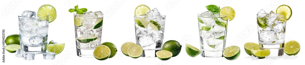 Fototapeta premium PNG Gin and tonic cocktail lime beverage drink, transparent background