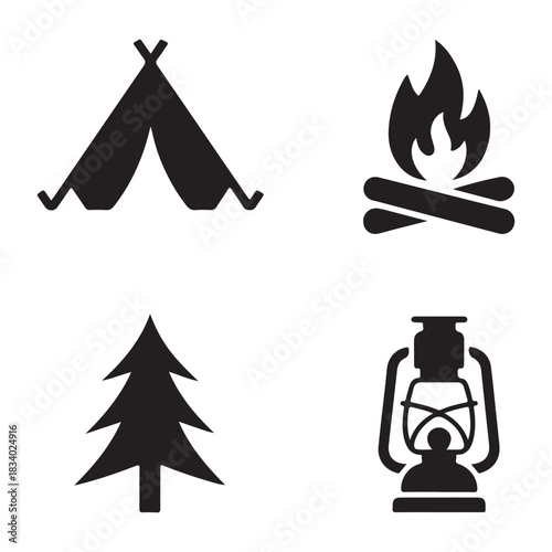 Burning campfire wooden flame rustic survival scene