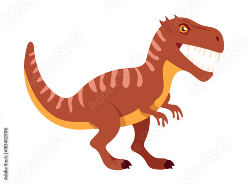 Allosaurus dinosaur. Flat vector clipart, illustration with isolated background.