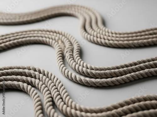 Wavy Pattern Created by Thick Twisted Rope on a Soft Gray Background