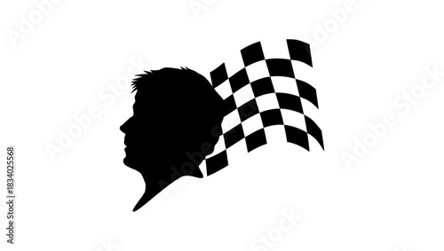 f1 unknown driver, black isolated silhouette