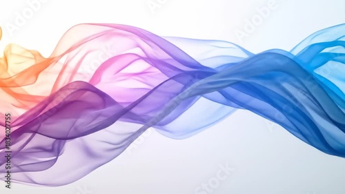 Abstract Colorful Fabric Flowing with Vibrant Hues and Light, Aesthetic Fluid Motion