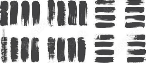 Black Paint Brush Stroke Set – Grunge Ink Stroke Vector Collection
