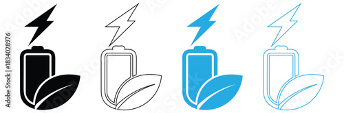 Go green save energy with eco friendly battery power,Eco friendly battery icon with leaves,Eco Battery Leaf Power Energy Nature Black and white Icon Design
