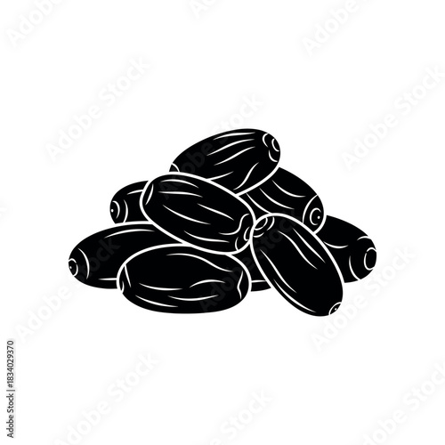 Pile of dried dates fruit silhouette icon.