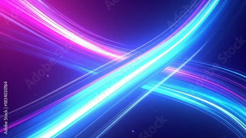 Abstract Neon Light Trails with Dynamic Flowing Lines, Colorful Futuristic Background