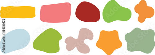 Vector collection of black liquid shapes and ink blobs. Irregular organic spots for modern minimalist design. Cow print or dalmatian pattern. Amorphous graphic elements.