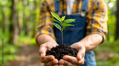 A Person Holding a Young Plant Ready to Be Planted in Nature, Green Environment