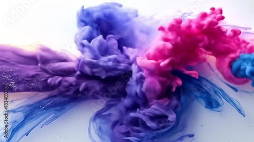 Abstract Fluid Dynamics: A Colorful Dance of Ink and Liquid Forms in Motion on White