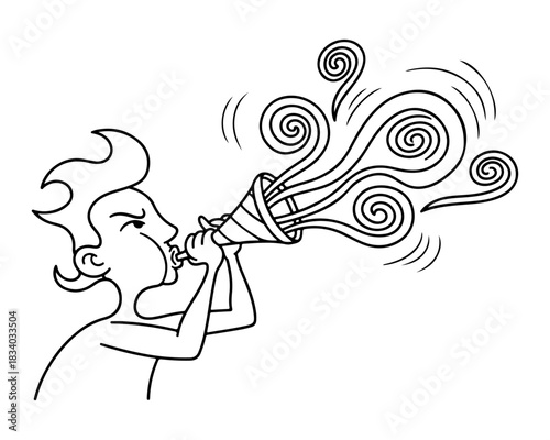 Simple vector outline drawing of a reusable or disposable beverage cup with a lid and a convenient handle, ideal for coffee, tea, or any warm drink illustrations and icons