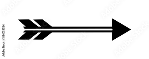 Sleek, minimalist black arrow vector illustration depicting forward movement, progress, and clear direction with a modern, dynamic feel