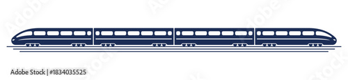 High-speed passenger train. Colored silhouette. Side view. Vector simple flat graphic illustration. Isolated object on a white background.