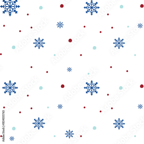 Seamless pattern of snowflakes on a white background. Doodle hand drawn snow background. Winter holiday illustration. Design element