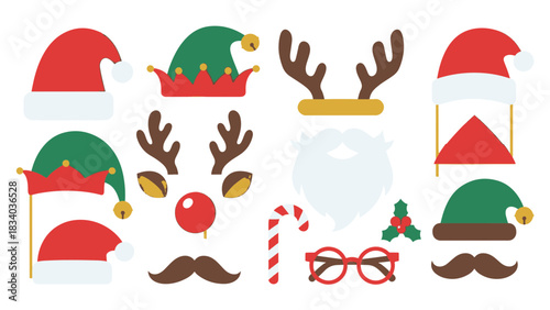 Fun and festive Christmas holiday costume props collection, perfect for lively photo booth sessions and memorable party celebrations