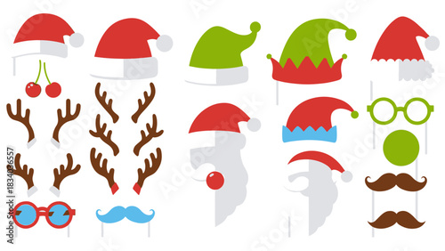 Festive Christmas photo booth props collection, ideal for spreading holiday cheer and capturing joyful memories at any celebration