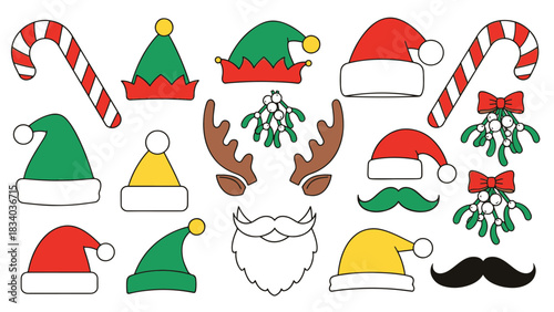 Create your own festive holiday scene with a charming collection of graphic Christmas design elements and seasonal accessories