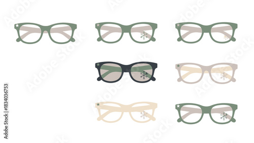Diverse array of modern eyeglasses frames in a spectrum of colors and distinct designs, enhancing personal style and vision