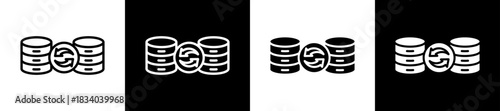 Data Transfer Icon Set In Black And White Filled Style Collection 