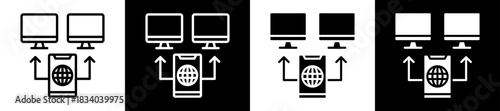 Remote Access Icon Set In Black And White Filled Style Collection 