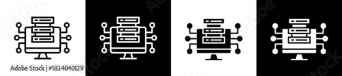 Data Streaming Icon Set In Black And White Filled Style Collection 
