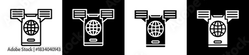 Online Message Icon Set In Black And White Filled Style Collection 