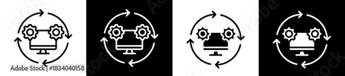 Operating System Icon Set In Black And White Filled Style Collection 