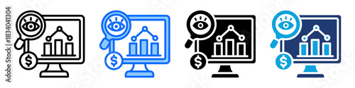 Data Monitoring Icon Set Multi Style Vector Illustration