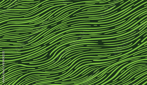 Green Abstract Lines Pattern, wavy curves, organic shapes, flowing movement, used as a vibrant background, fresh and modern design, creating a natural and visually appealing surface, 179 characters