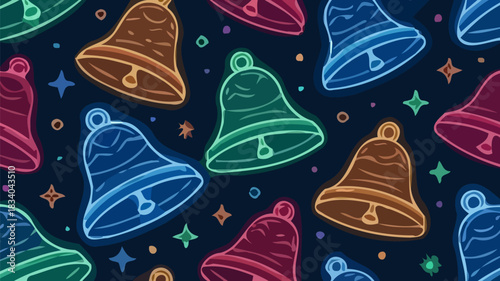 Festive Christmas bells pattern ideal for holiday season design projects and joyful celebrations