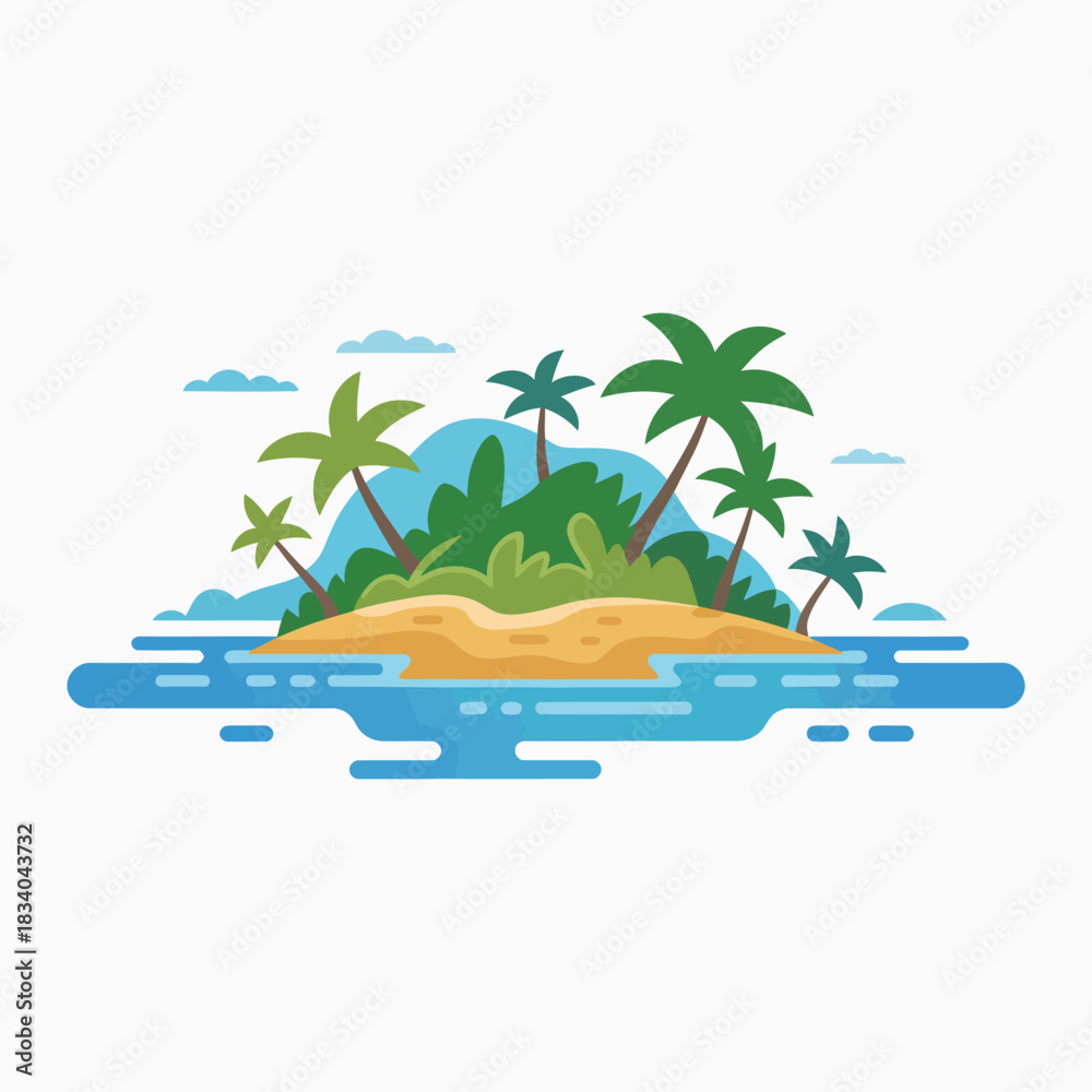 Obraz premium Island silhouette vector illustration white background