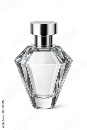 Diamond-Cut Glass Perfume Bottle with Metallic Cap