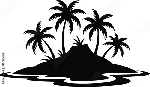 Island silhouette vector illustration white background