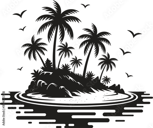 Island silhouette vector illustration white background
