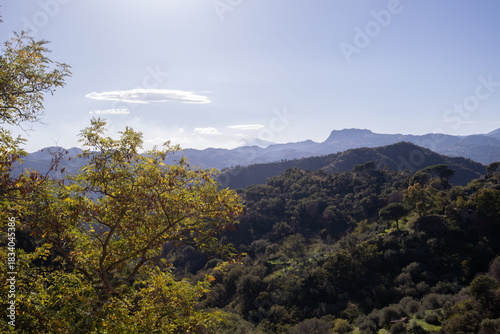 Schilderij op canvas Views from streets of Savoca, Sicily, with Etna Volcano in the horizont