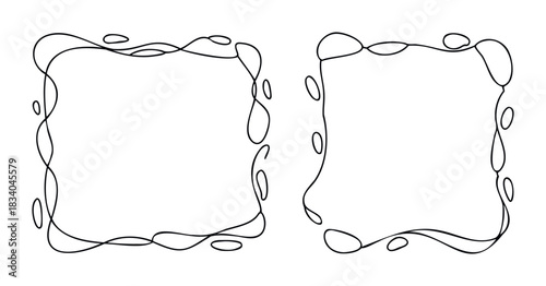 Abstract fluid wavy lines forming decorative square frames for graphic communication and page layout projects with empty space for text.