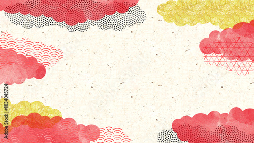 伝統柄の水彩和風背景。正月・お祝い・季節の贈り物に使える上品で雅な和風壁紙。Japanese Watercolor Texture Background
