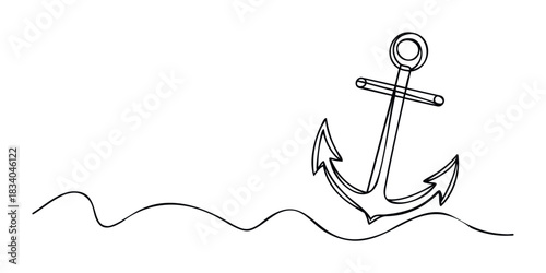 Nautical anchor submerged in wavy water, symbolizing maritime adventure and sea voyages, perfect for nautical themed promotions and ocean exploration visuals