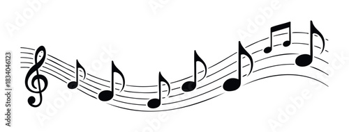Musical notes and staff in a flowing arrangement, perfect for conveying concepts of melody, harmony, and the joy of music in various media projects and backgrounds.