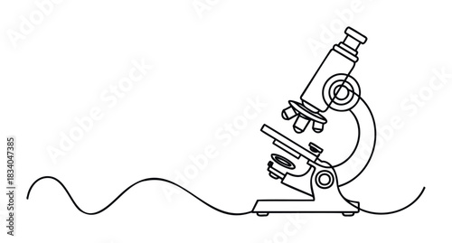 Scientific microscope on a wavy line for research and laboratory use, perfect for healthcare and education visuals.