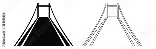 Modern bridge design variations in black line and gold colors,Bridge Icons Collection. Bridge vector,Set of bridge logo. Abstract bridge logo collection