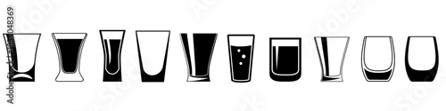 Shot glasses icon vector set. whiskey glass Illustration sign collection. Bar Illustration symbol. alcohol logo.