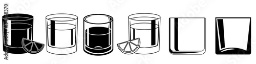 Shot glasses icon vector set. whiskey glass Illustration sign collection. Bar Illustration symbol. alcohol logo.