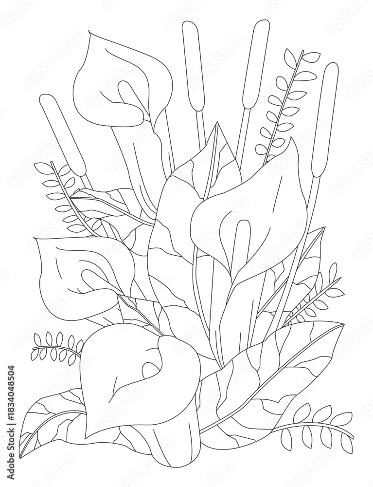 Obraz premium Calla Lily Line Art Flowers
