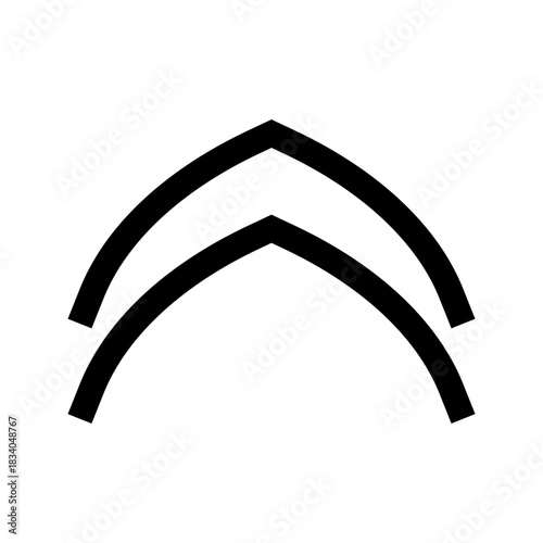 chevron double up icon on white background