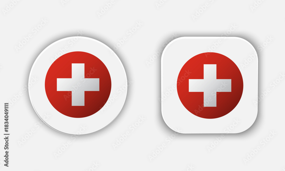 Obraz premium Switzerland Rounded National Flag Button Icon